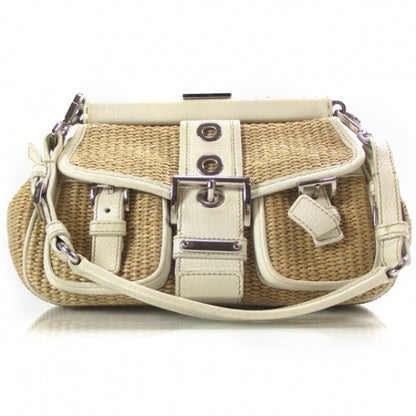Prada Paglia Straw Leather Framed Shoulder Bag 1 of 10