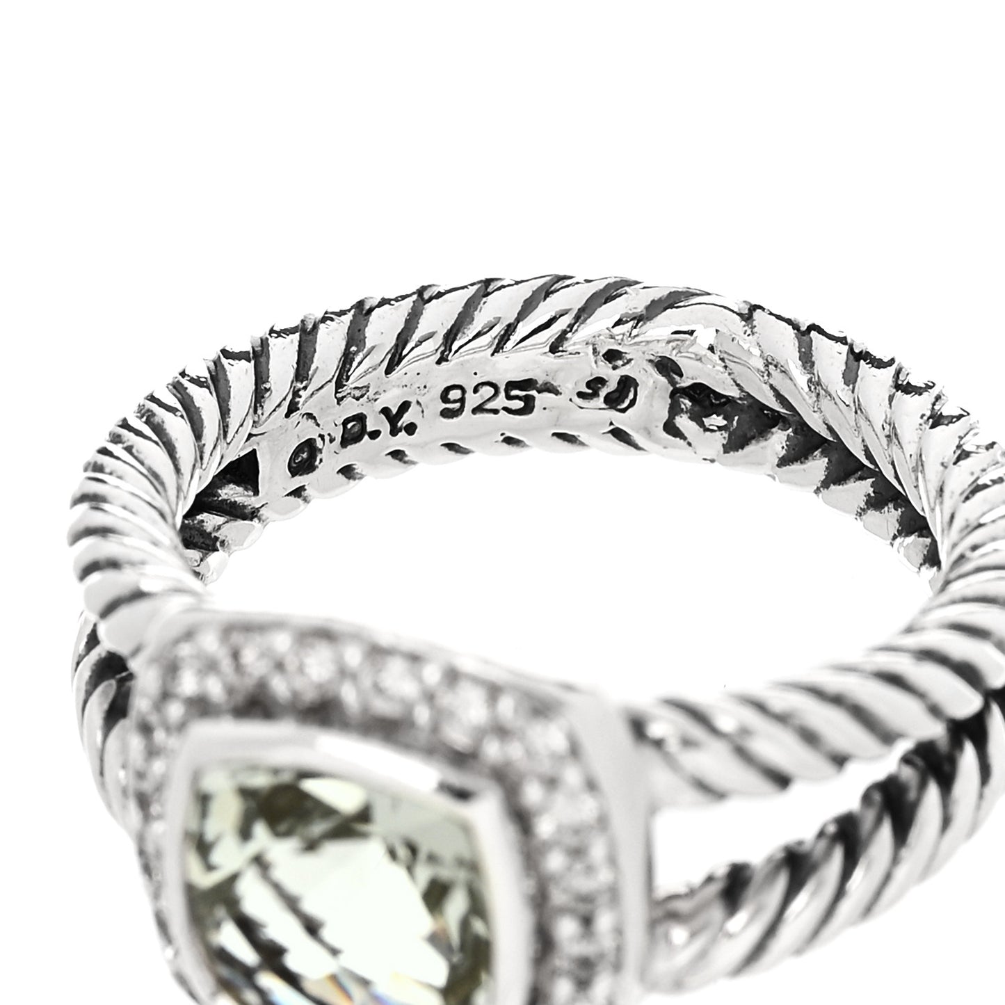 Sterling Silver Diamond Prasiolite 7mm Petite Albion Ring 49 5