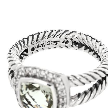David Yurman Sterling Silver Diamond Prasiolite 7mm Petite Albion Ring 49 5 5 of 5
