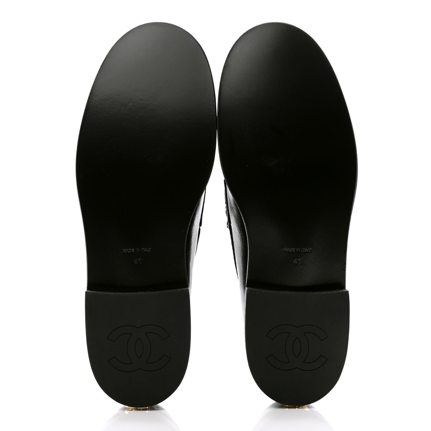 Calfskin Enamel Charms Mocassin Loafers 41 Black