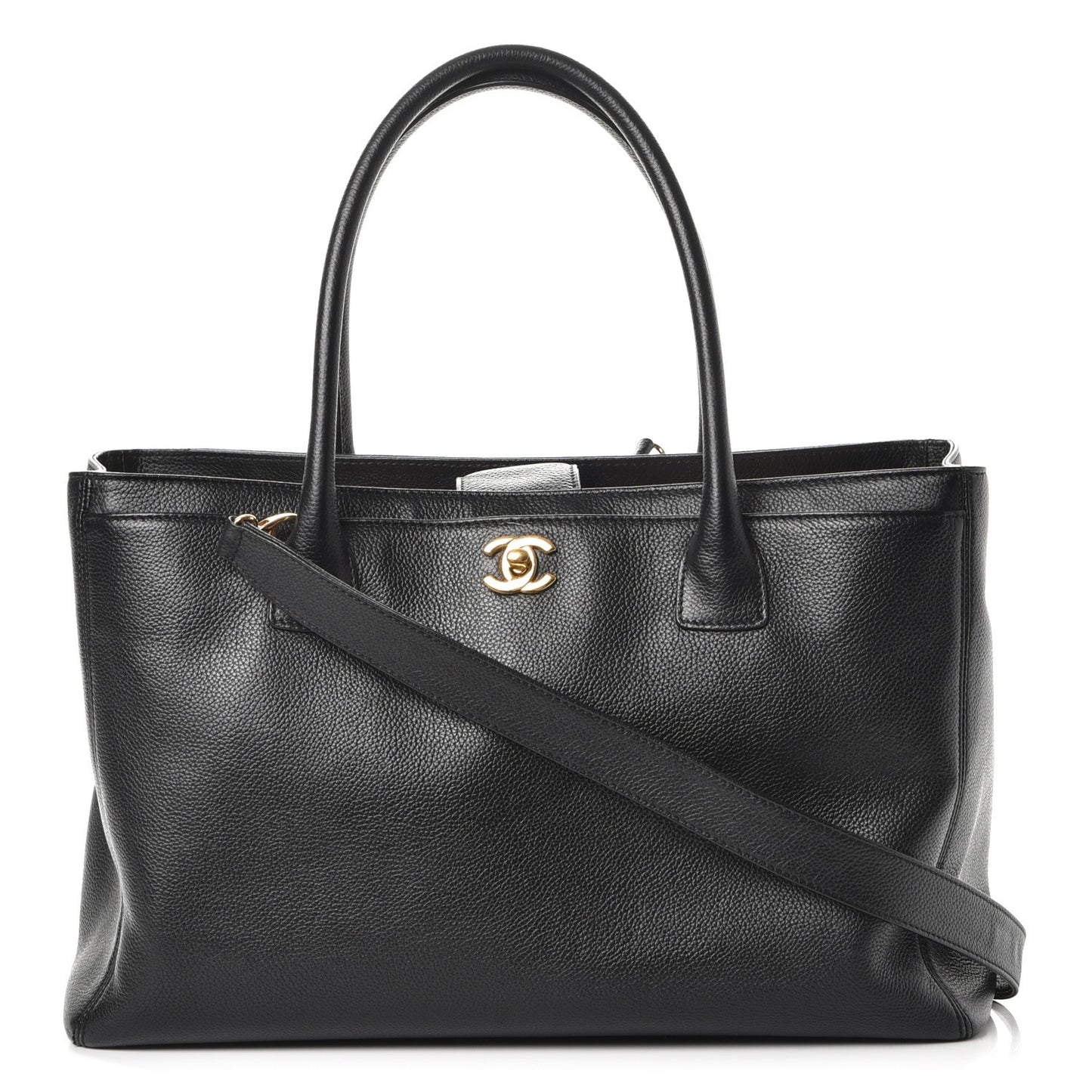 Calfskin Cerf Executive Shopper Tote Black