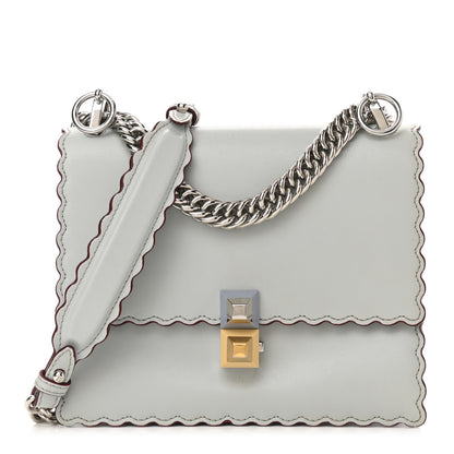 Fendi Vitello Liberty Scalloped Studded Small Kan I Shoulder Bag Grigio Perla 1 of 10