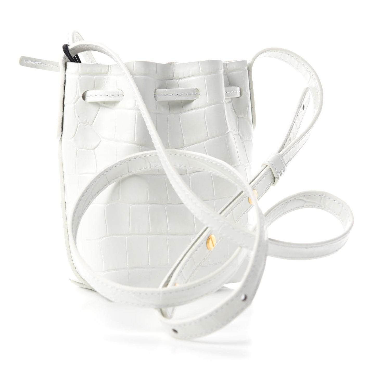 Crocodile Embossed Baby Bucket Bag White