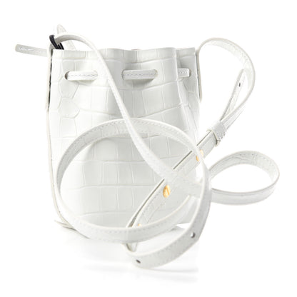 Mansur Gavriel Crocodile Embossed Baby Bucket Bag White 3 of 11