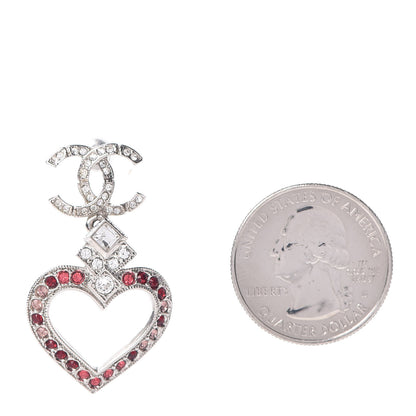 Chanel Crystal Heart CC Drop Earrings Silver 2 of 6