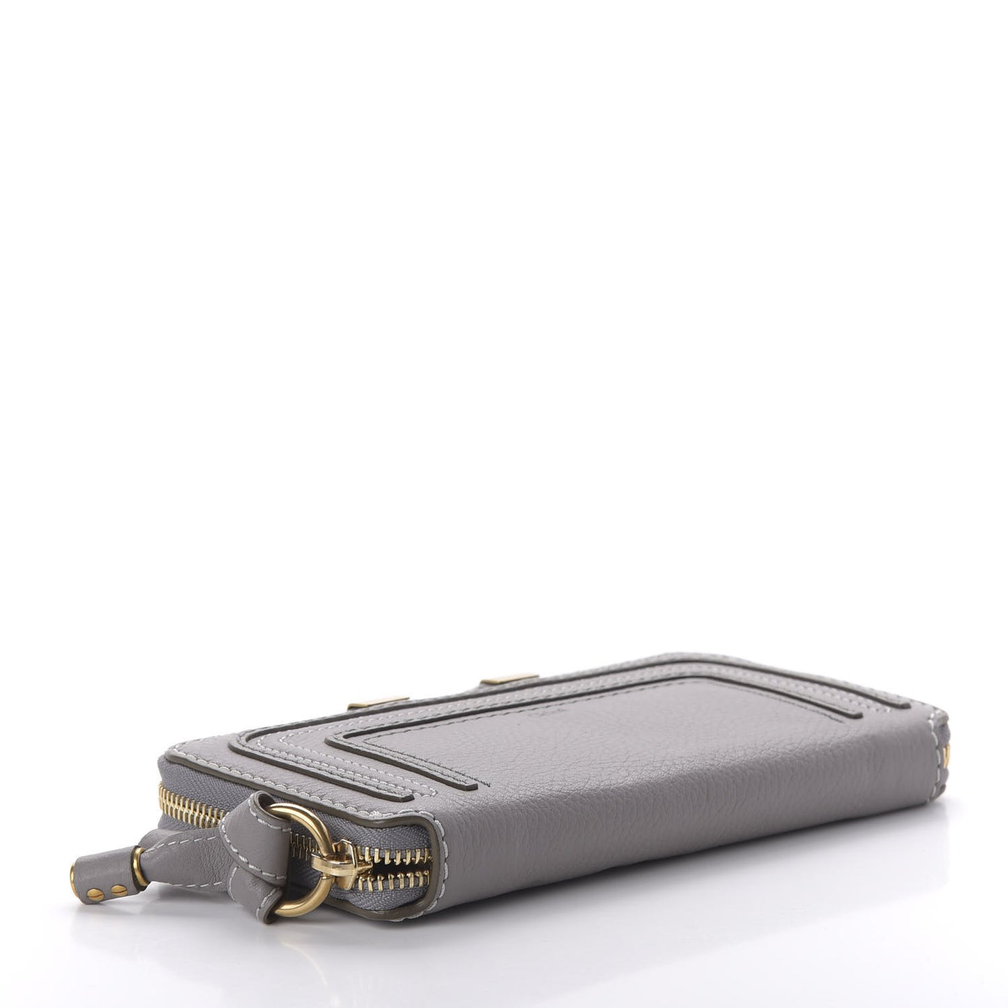 Calfskin Marcie Long Zip Around Wallet Cashmere Grey