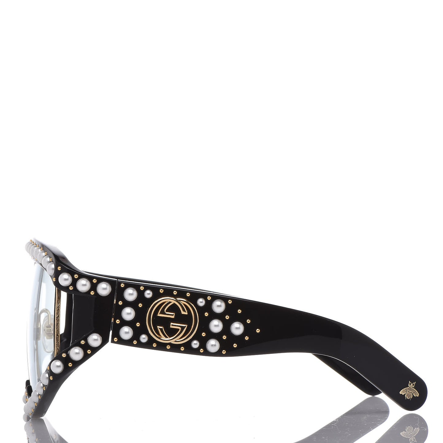 Acetate Pearl Rectangular Frame Sunglasses GG0234S Black