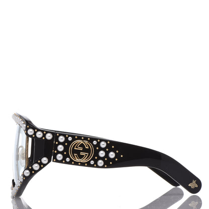 Gucci Acetate Pearl Rectangular Frame Sunglasses GG0234S Black 2 of 8