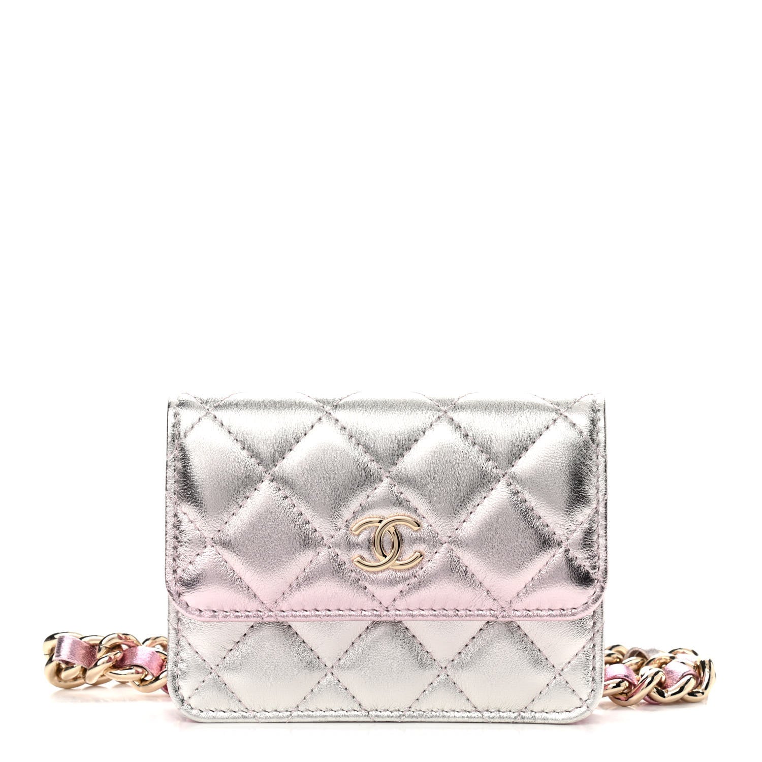 Chanel Gradient Metallic Lambskin Quilted Flap Chain Belt Bag Gold Pink 1 of 13