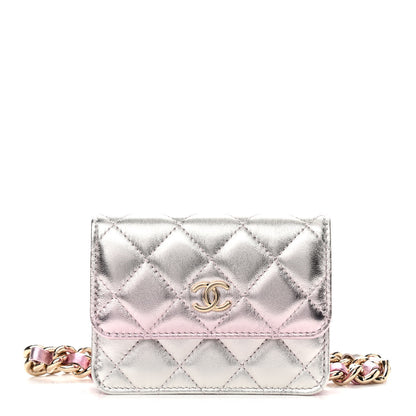 Chanel Gradient Metallic Lambskin Quilted Flap Chain Belt Bag Gold Pink 1 of 13