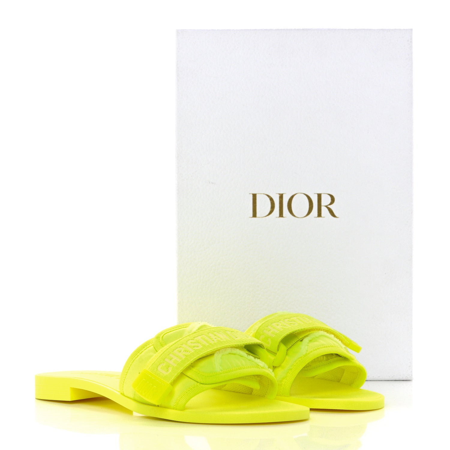 Christian Dior Technical Stretch Fabric Camouflage Dio(r)evolution Slide Sandals 38 Yellow Fluo 8 of 8