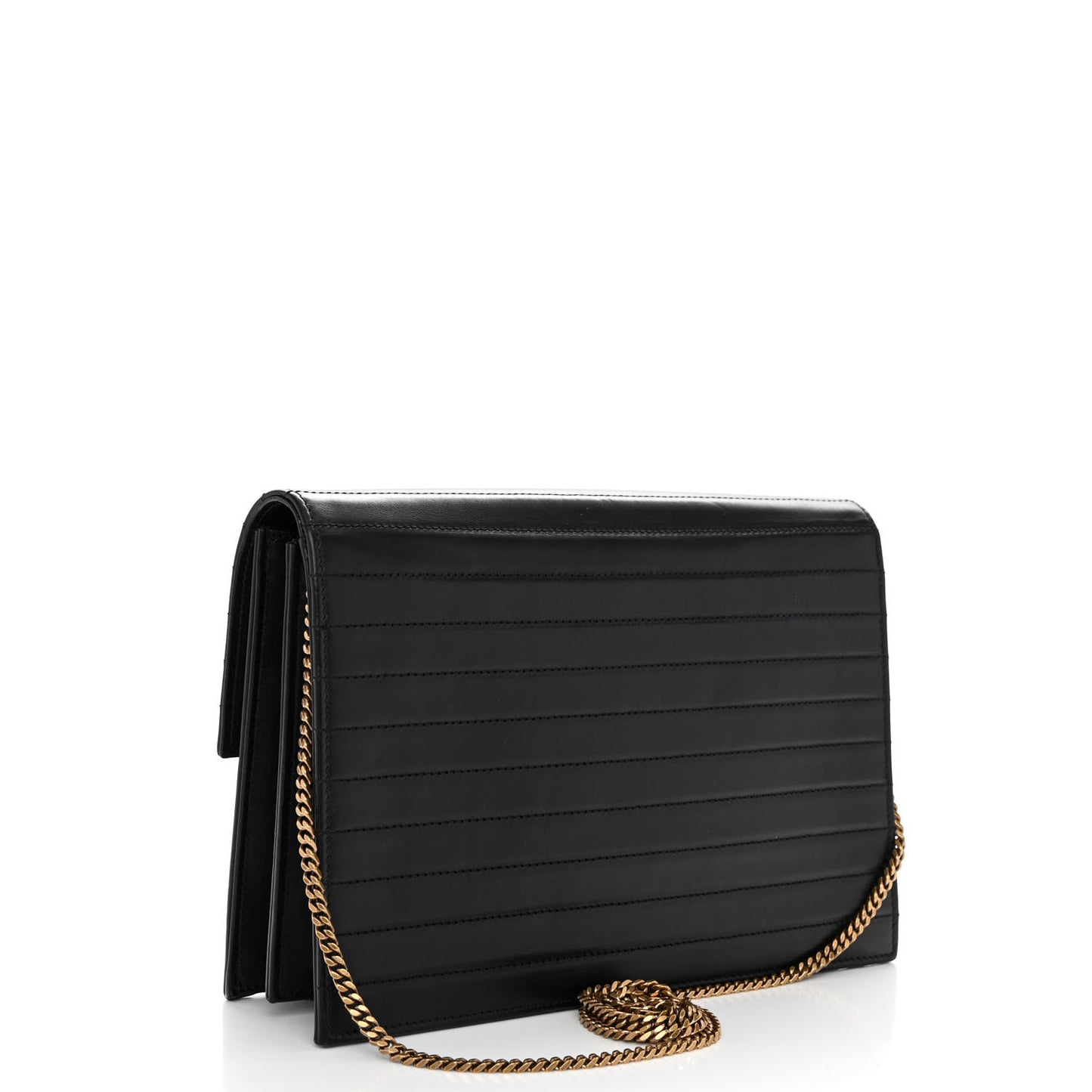 Calfskin Matelasse Victoire Chain Wallet Black