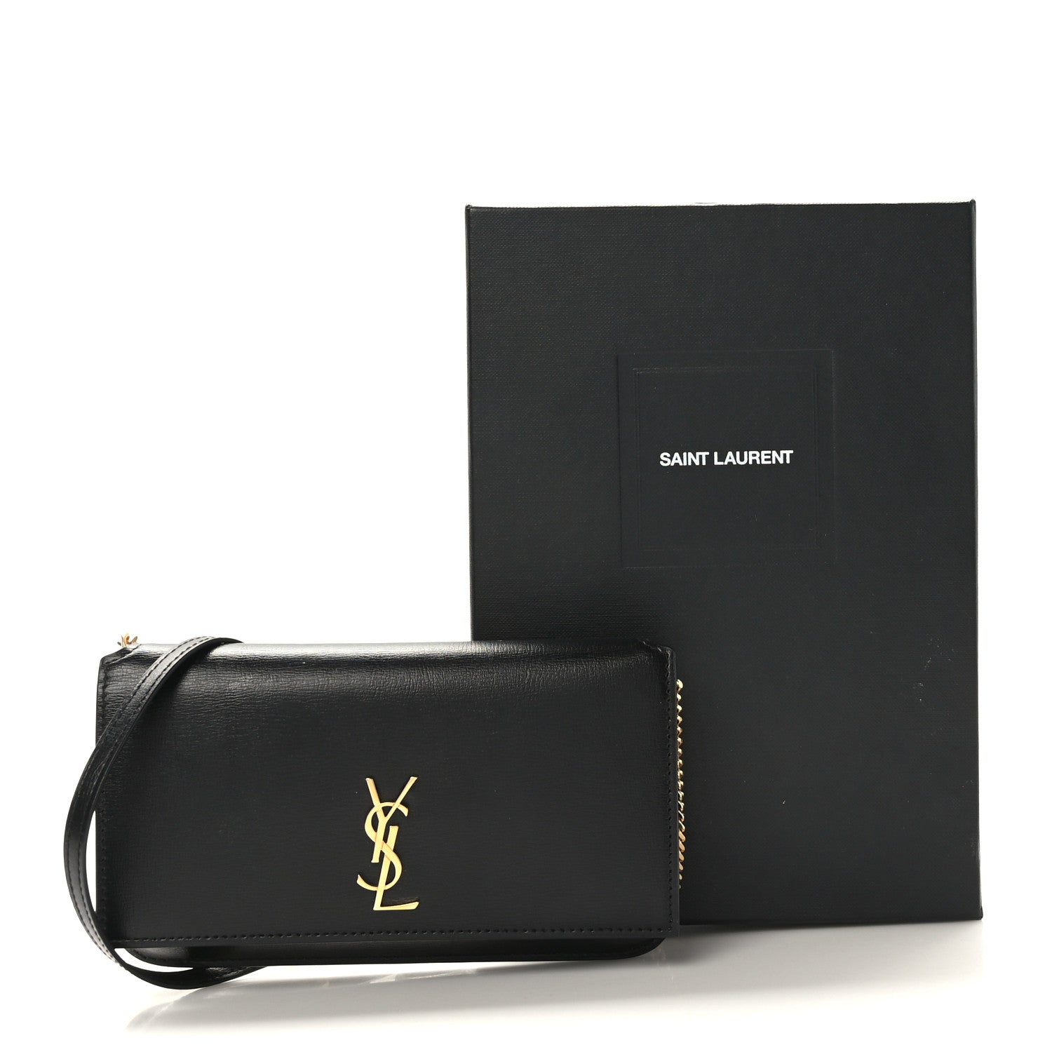 Saint Laurent Smooth Calfskin Monogram Phone Holder Crossbody Black 8 of 8