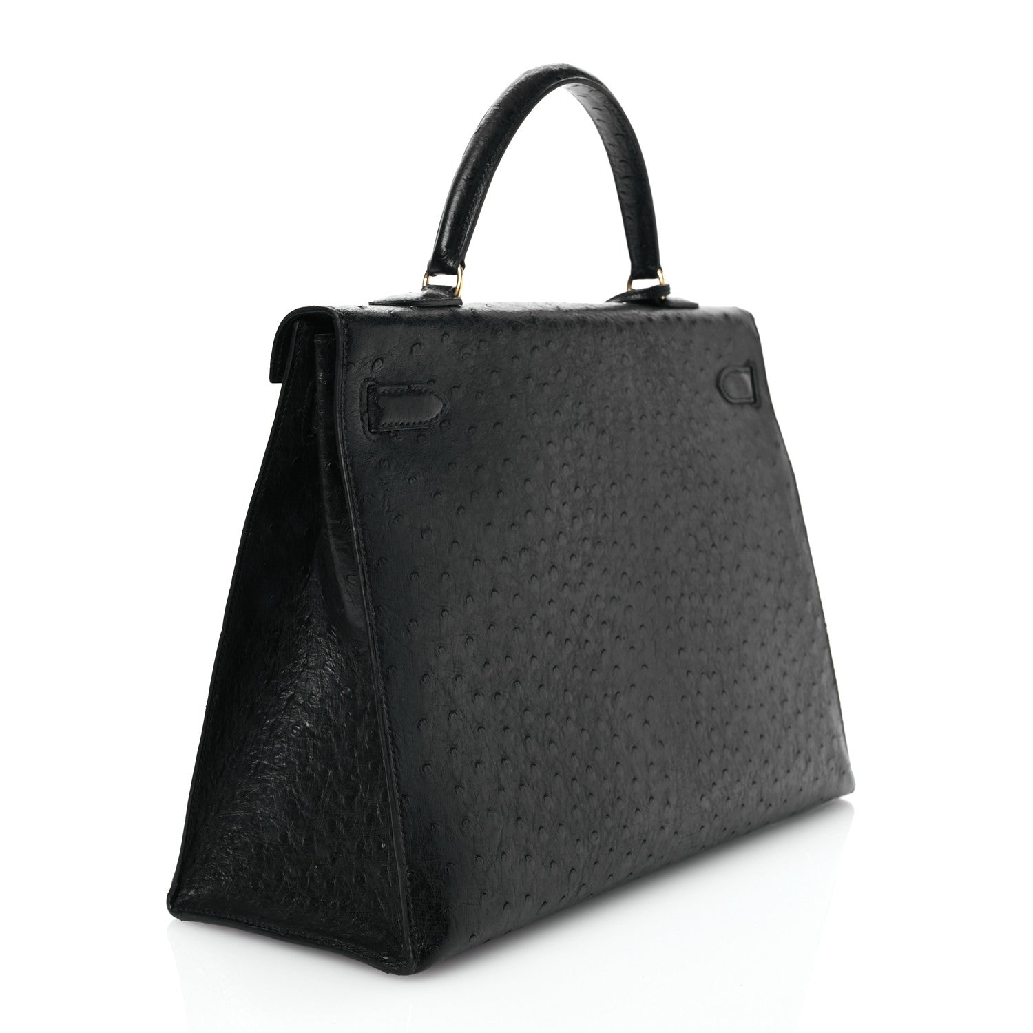 Hermes Ostrich Kelly Sellier 35 Black 3 of 14