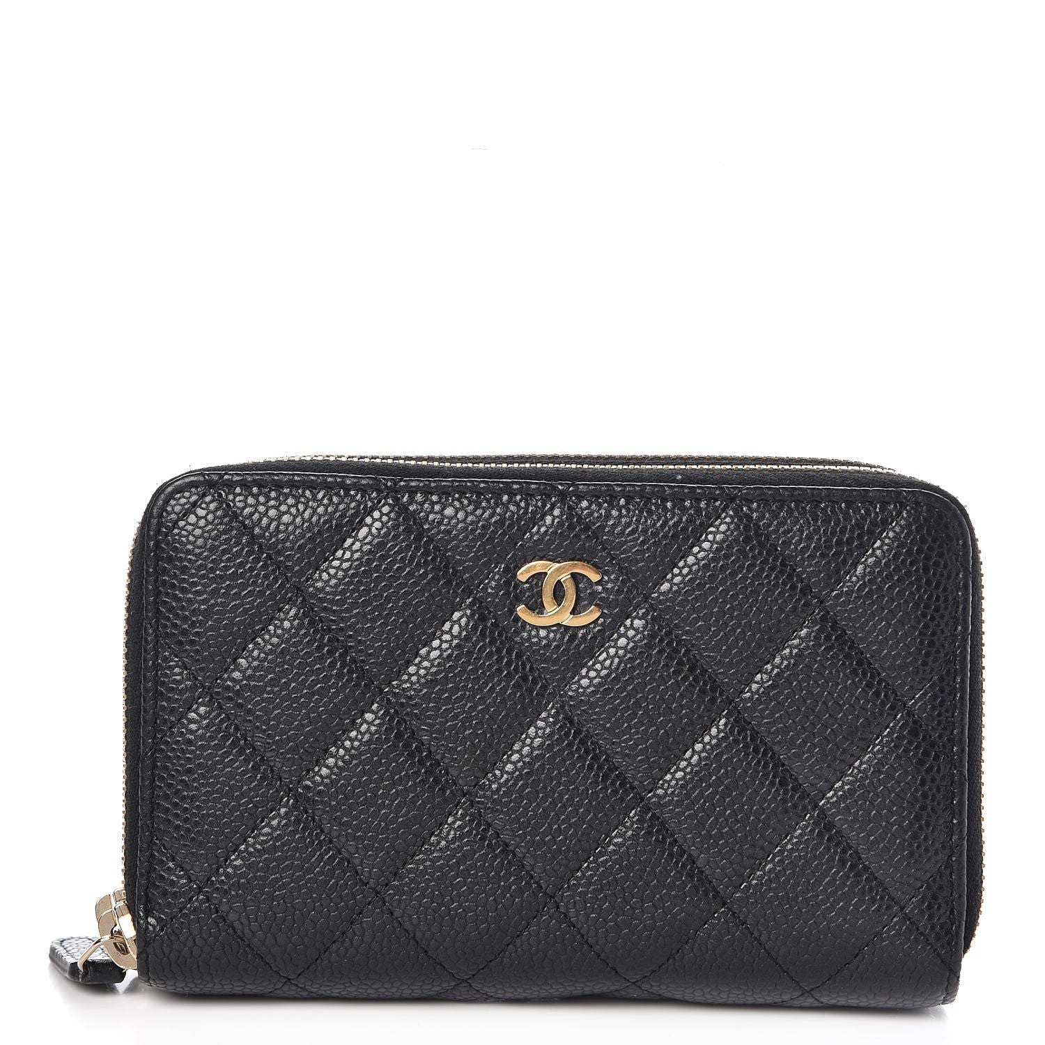 Chanel Caviar Quilted Large Gusset Double Zip Around Wallet Black 1 of 10