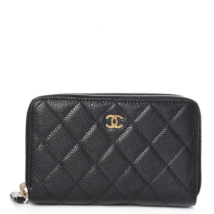 Chanel Caviar Quilted Large Gusset Double Zip Around Wallet Black 1 of 10