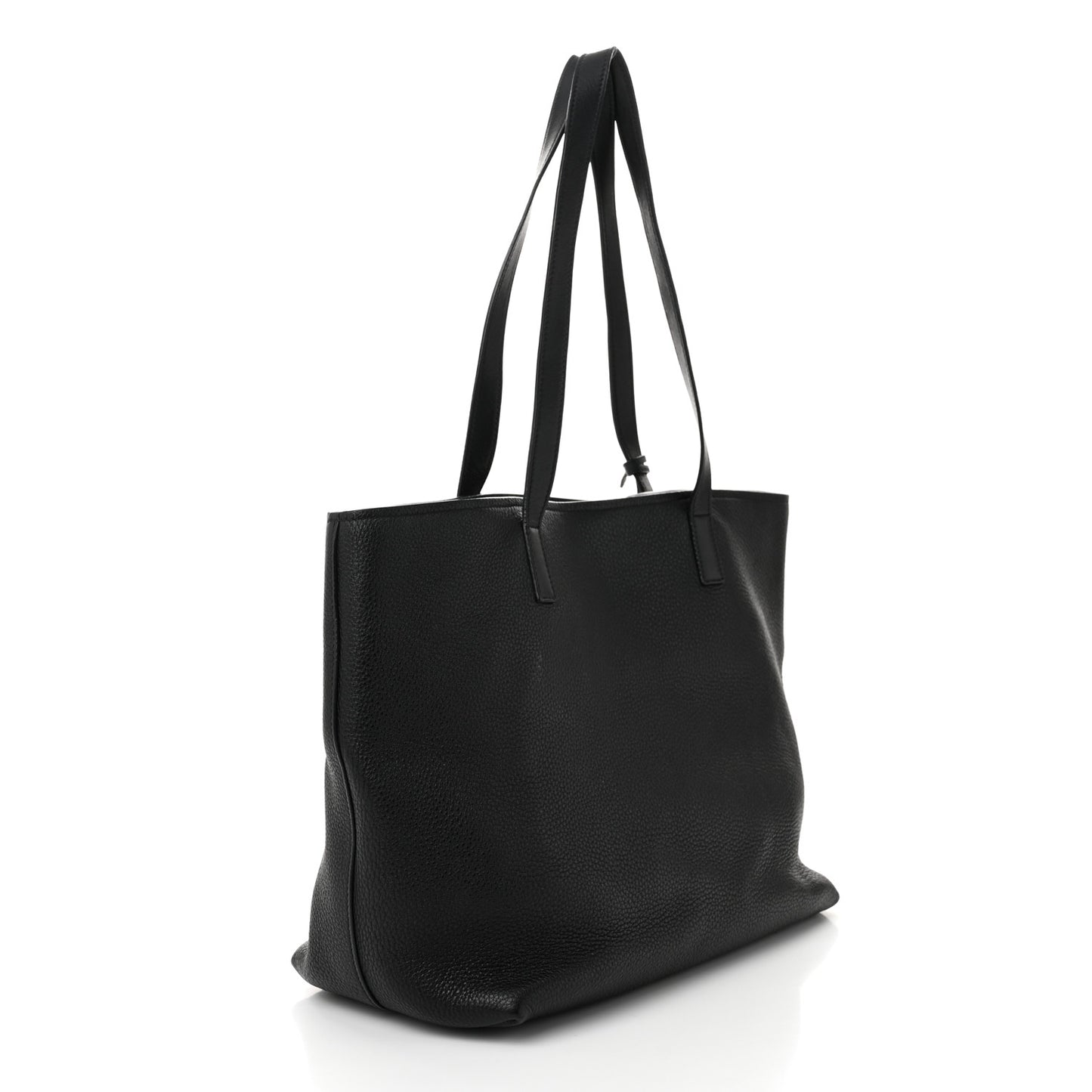 Vitello Daino Pocket Shopping Tote Black