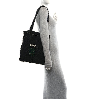 Chanel Tweed Resin Strass Large Robot Shopping Bag Black 2 of 10