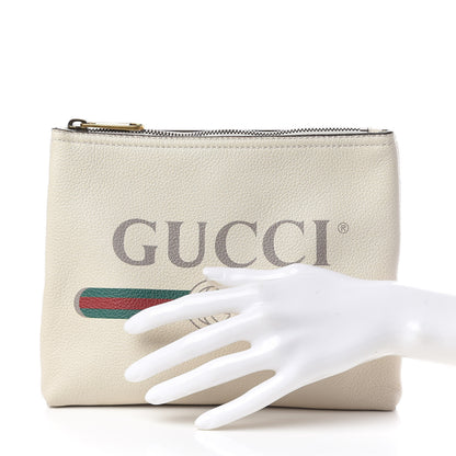 Gucci Pebbled Calfskin Medium Logo Portfolio Clutch White 2 of 7