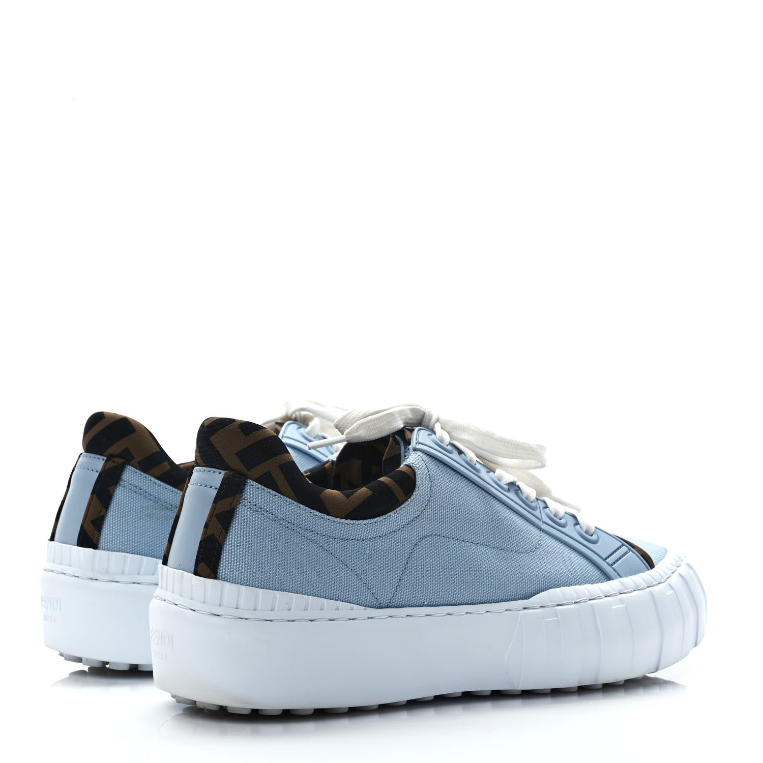 Fendi Canvas Lycra TPU FF Womens Fendi Force Low Top Sneakers 36.5 Sky Tobacco Black 4 of 8