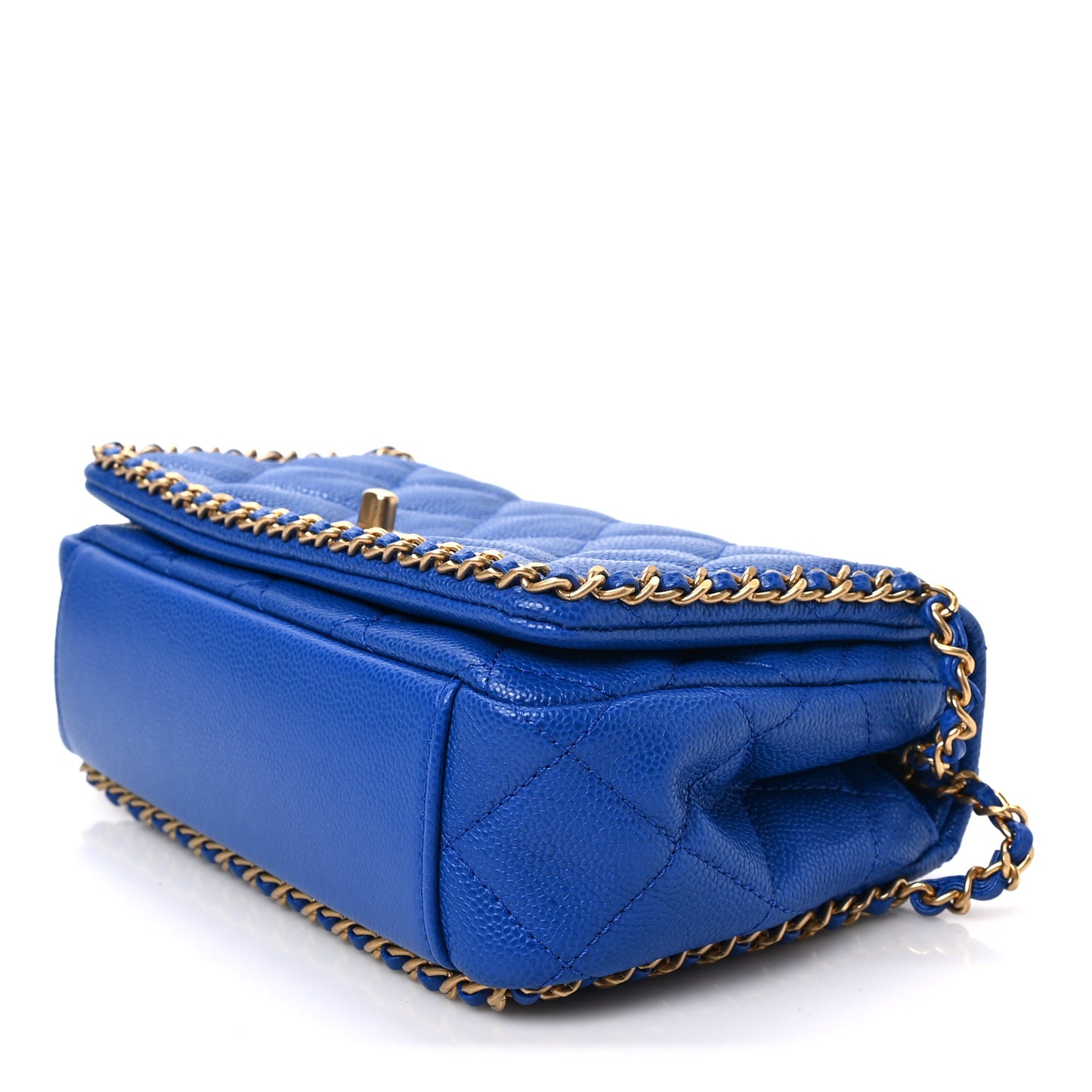 Caviar Quilted Mini Never Ending Chain Flap Blue