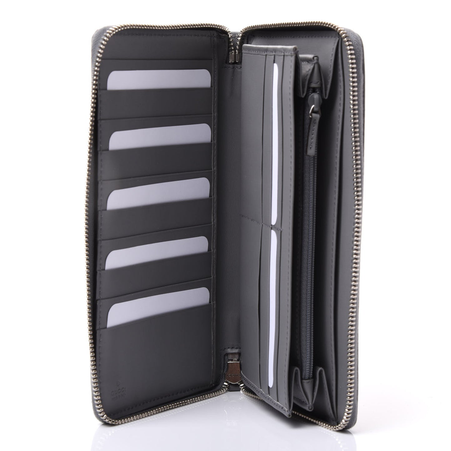 GG Supreme Monogram Zip Around Organizer Wallet Ecru Grigio