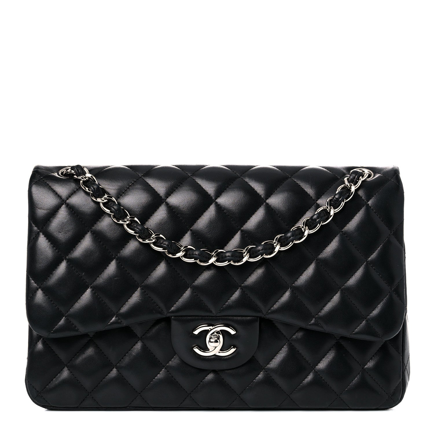 Chanel Lambskin Quilted Jumbo Double Flap Black 1 of 21