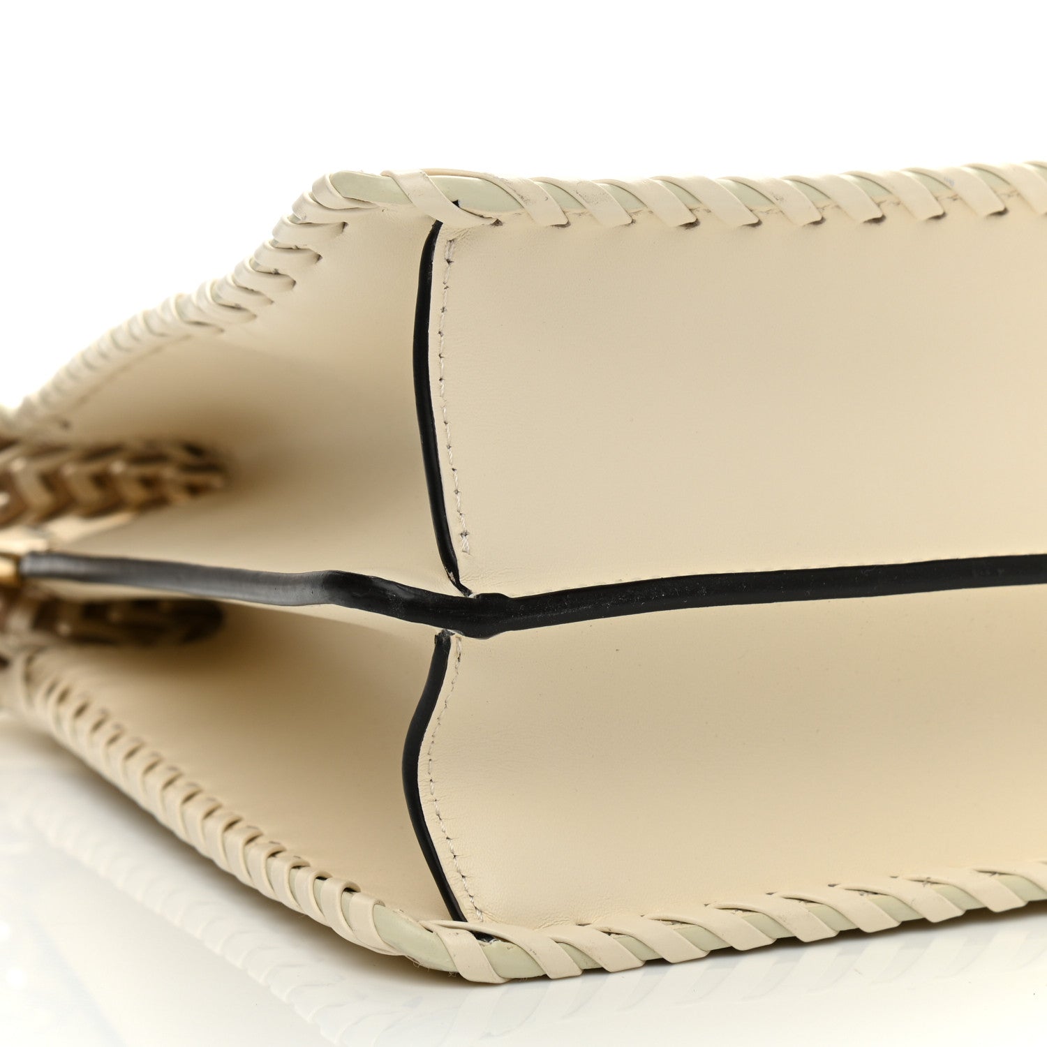 Fendi Vitello King Ceylon Shiny Nappa Woven Medium Peekaboo I SEE U Satchel White Ice 10 of 11