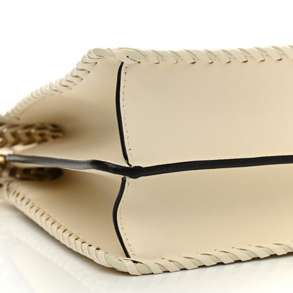 Fendi Vitello King Ceylon Shiny Nappa Woven Medium Peekaboo I SEE U Satchel White Ice 10 of 11