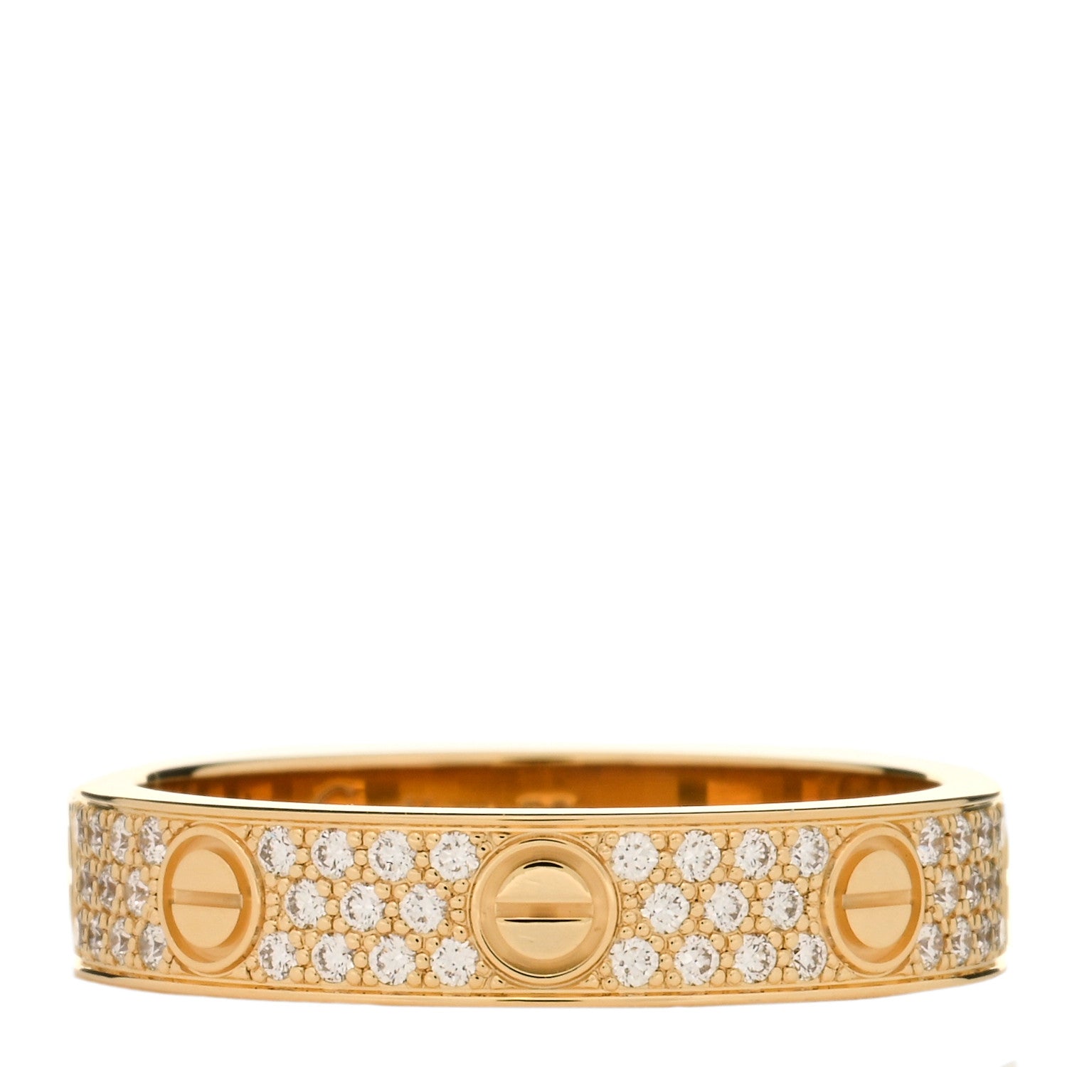 Cartier 18K Yellow Gold Diamond 4mm LOVE Wedding Paved Band Ring 52 6 1 of 3