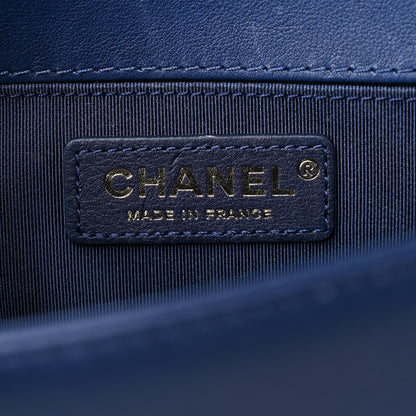 Chanel Calfskin Chevron Quilted Braided Small Boy Flap White Navy 6 of 11