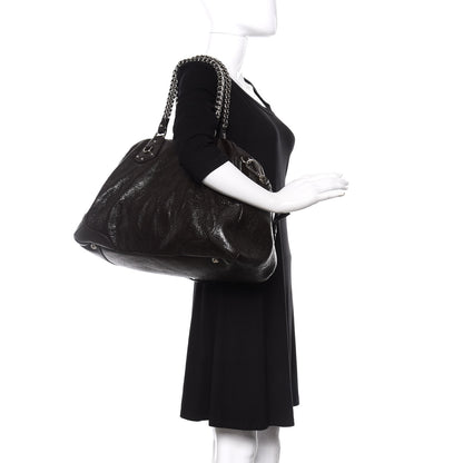 Prada Cervo Lux Chain Dome Satchel Black 2 of 10