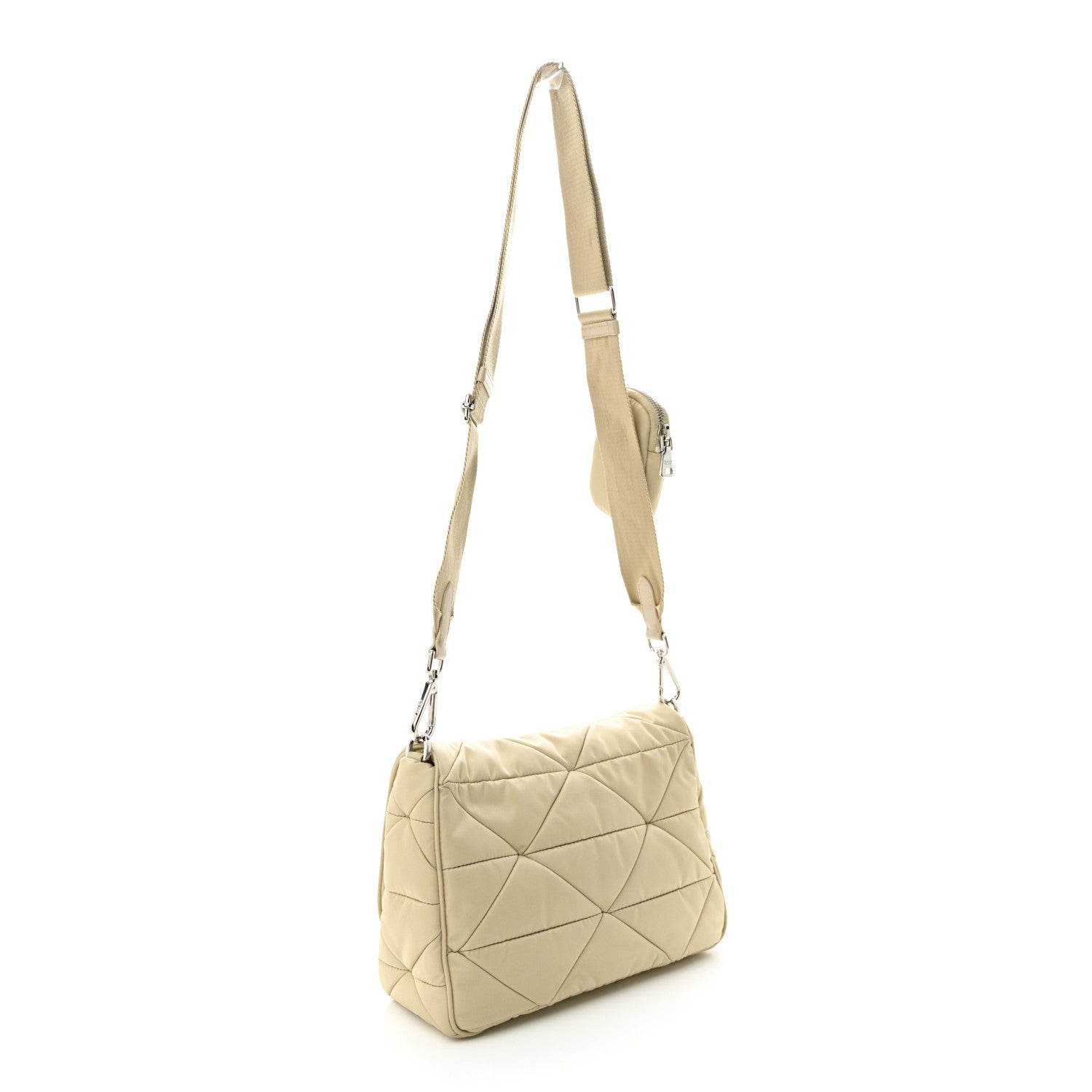 Prada Re-Nylon Quilted Padded Flap Shoulder Bag Deserto 3 of 10