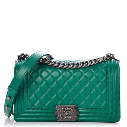 Chanel Lambskin Quilted Medium Boy Flap Green 1 of 8