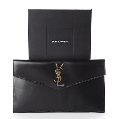 Saint Laurent Smooth Shiny Calfskin Monogram Uptown Pouch Black 6 of 6