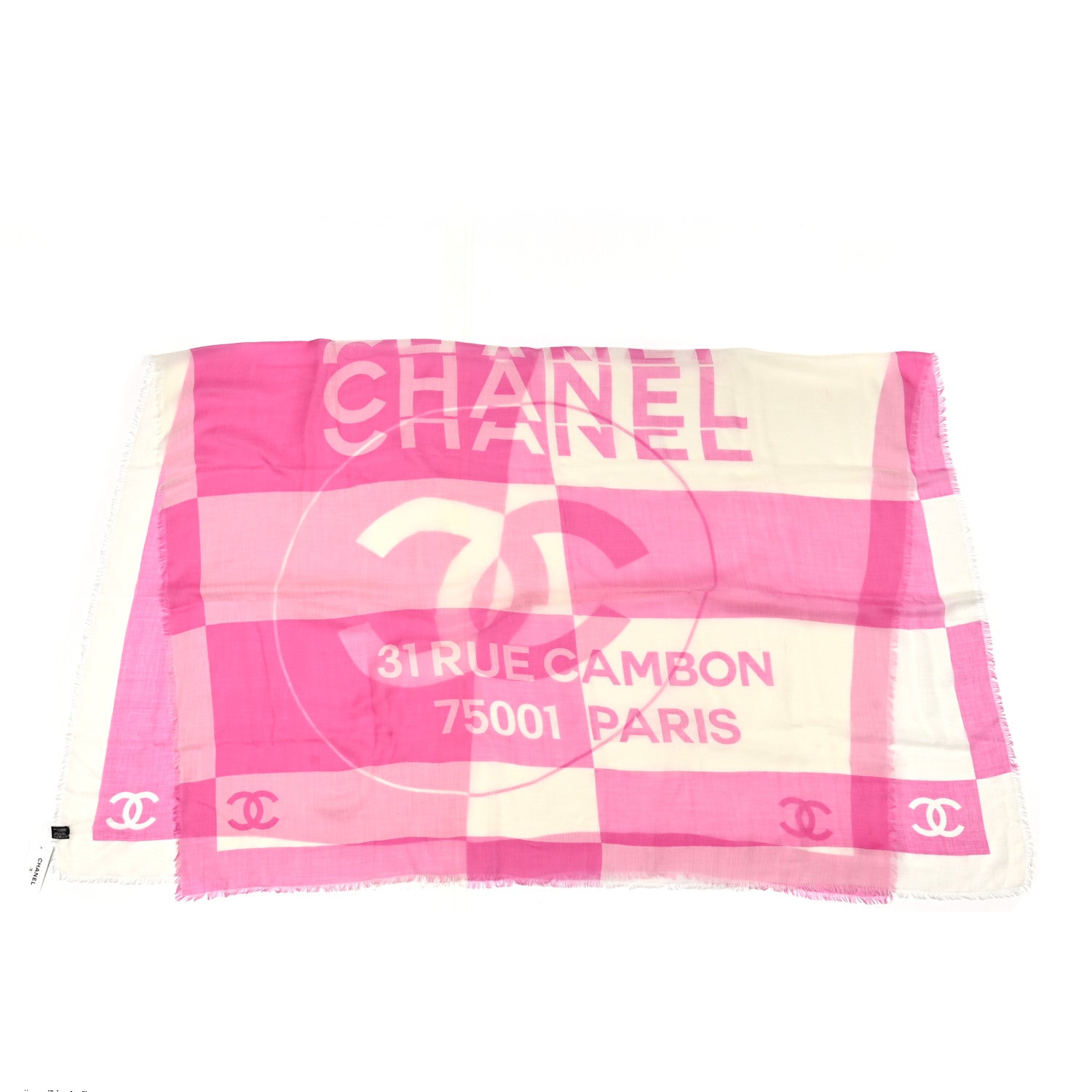 Chanel Cashmere CC Rue Cambon Fringe Scarf Pink 2 of 4