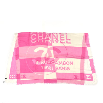Chanel Cashmere CC Rue Cambon Fringe Scarf Pink 2 of 4
