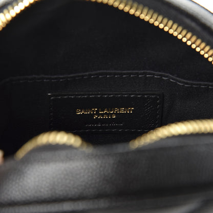 Saint Laurent Grain De Poudre Matelasse Chevron Quilted Round Vinyle Camera Bag Black 7 of 8