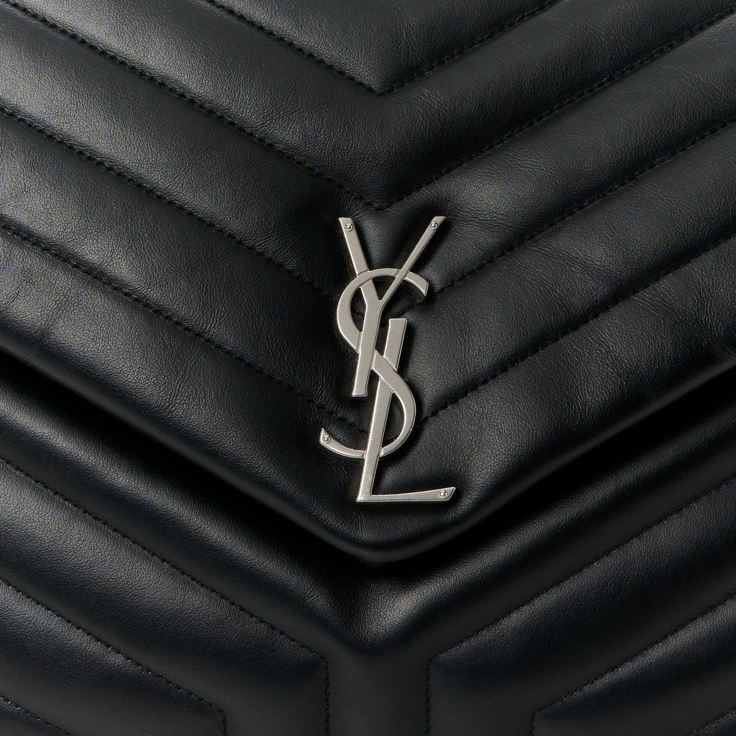 Calfskin Y Quilted Monogram Large Loulou Chain Satchel Black