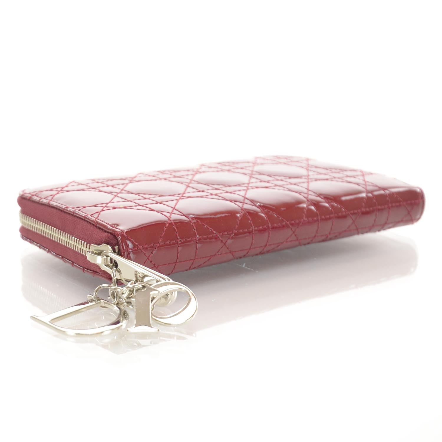 Christian Dior Patent Cannage Lady Dior Continental Wallet Red 4 of 7