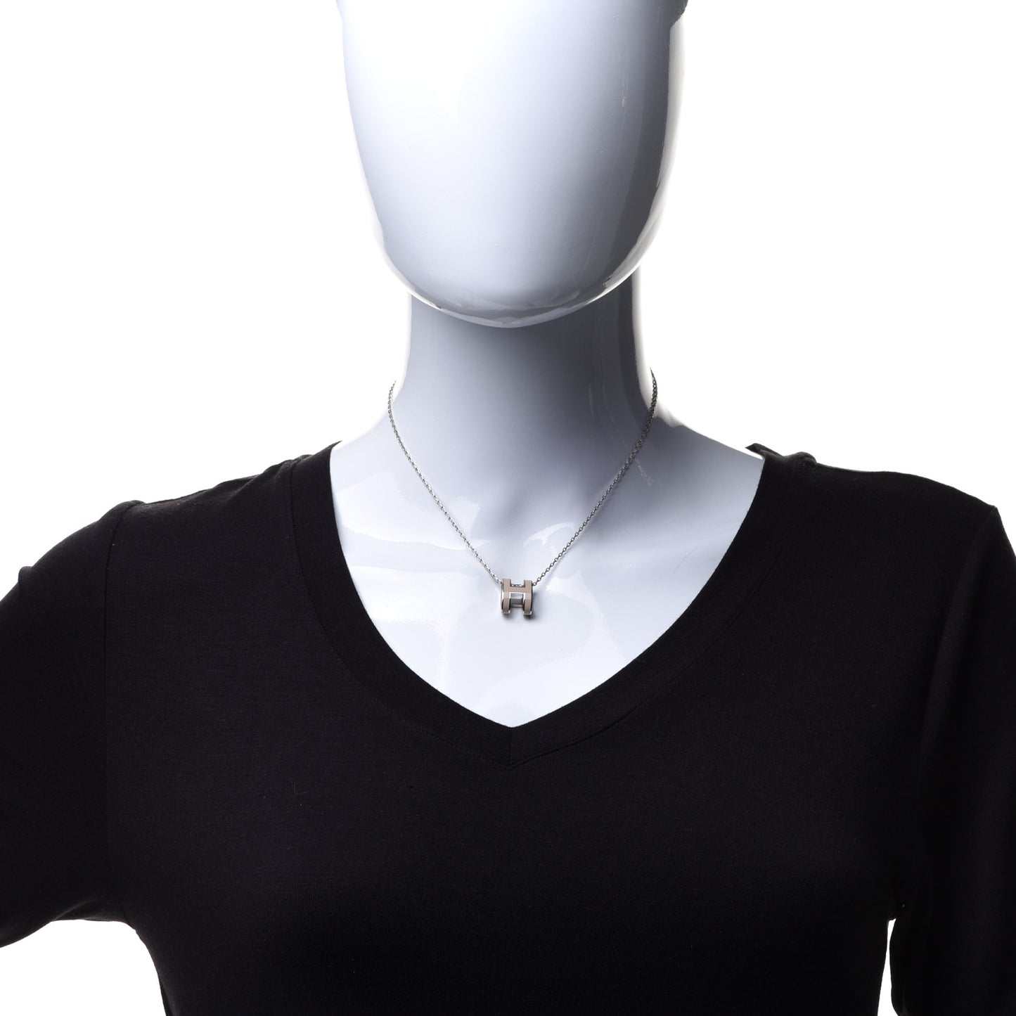 Lacquered Palladium Pop H Pendant Necklace Rose Sakura