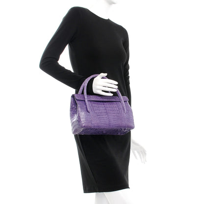 Nancy Gonzalez Crocodile Double Handle Satchel Violet 2 of 7