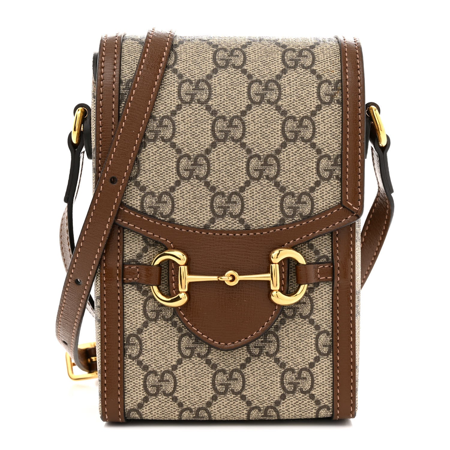 Gucci GG Supreme Monogram Mini Horsebit 1955 Crossbody Bag Beige Brown Sugar 1 of 13