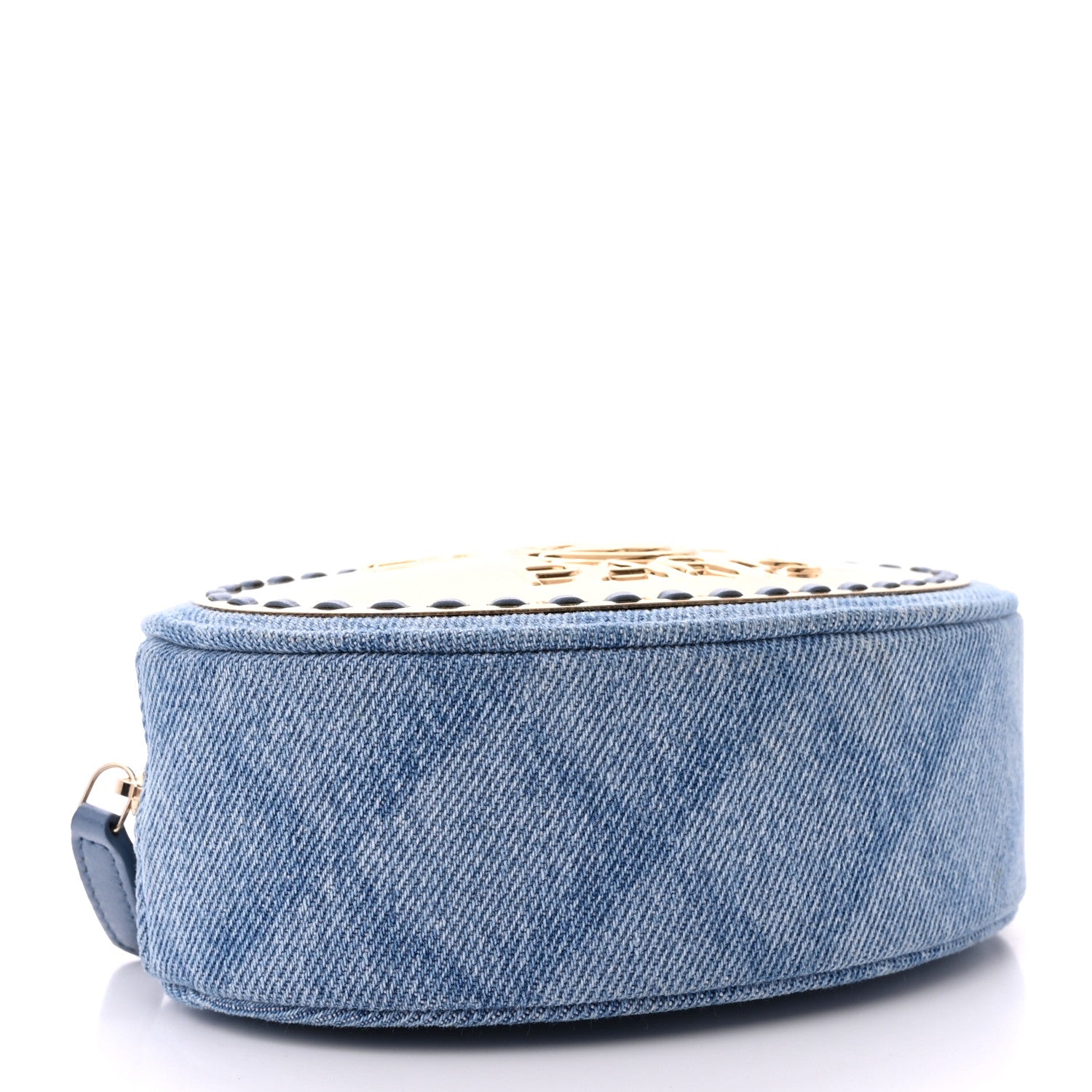 Chanel Denim Printed Chain Clutch Dark Blue 4 of 11