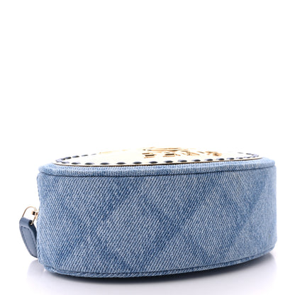 Chanel Denim Printed Chain Clutch Dark Blue 4 of 11