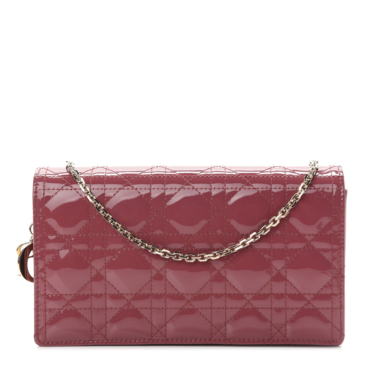 Christian Dior Patent Cannage Lady Dior Clutch Mallow Rose 1 of 10