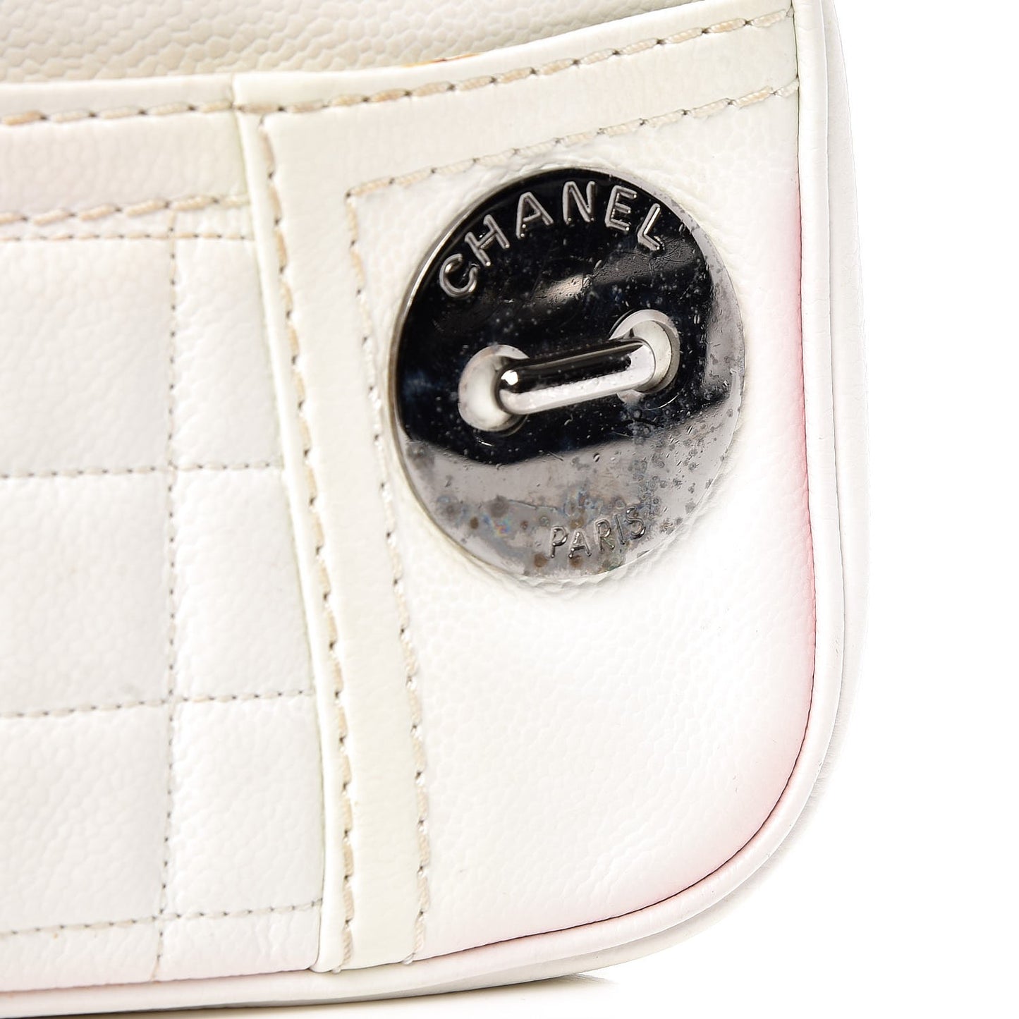 Caviar Square Quilted Shoulder Bag White