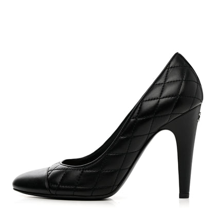 Chanel Lambskin Quilted Cap Toe Pumps 39 Black 1 of 11