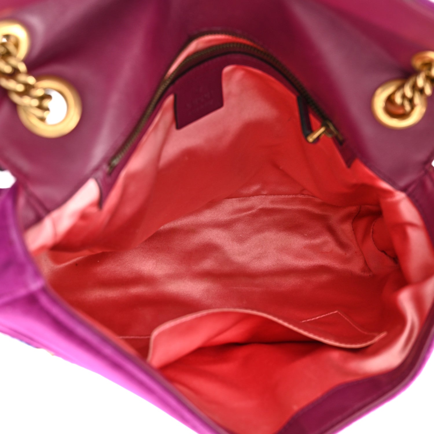 Gucci Velvet Matelasse Loved Embroidered Medium GG Marmont Shoulder Bag Fuchsia Violet Cyclamen 5 of 13