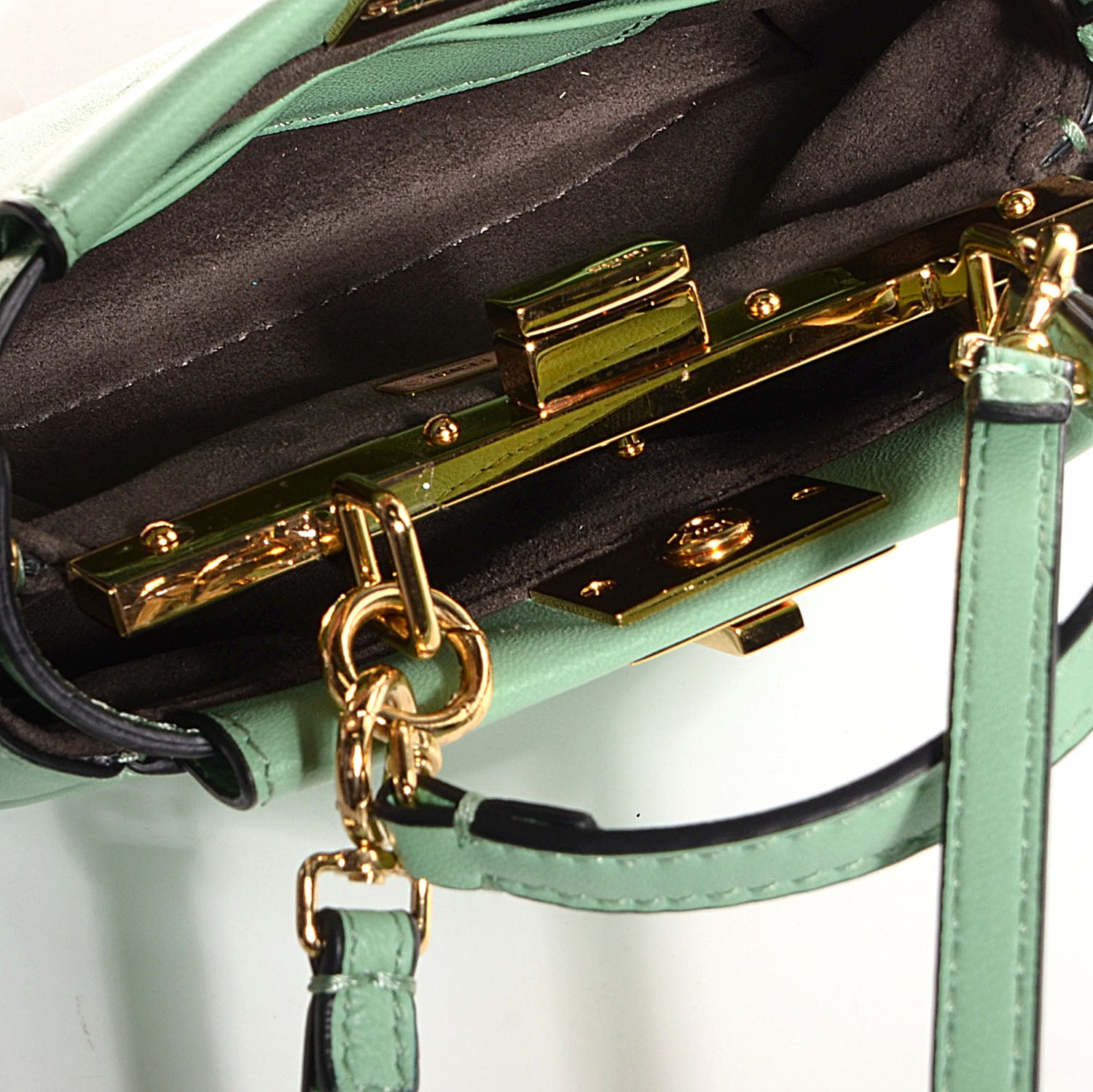 Fendi Shiny Nappa Micro Peekaboo Iconic Satchel Verde Acqua 5 of 8